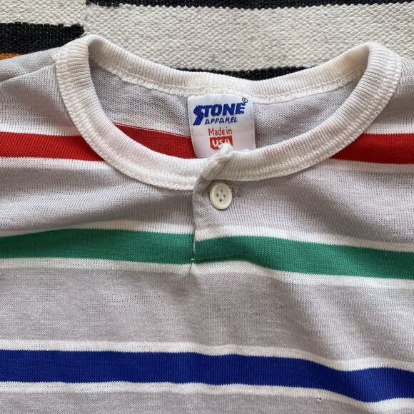 Vintage 70’s Boy’s Striped Ringer Tee Shirt. Stone Apparel. Size 14 Vintage. USA - Picture 5 of 14